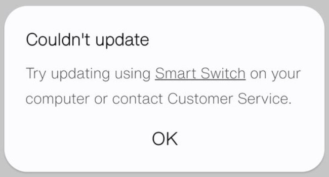 Couldn't update on Samsung